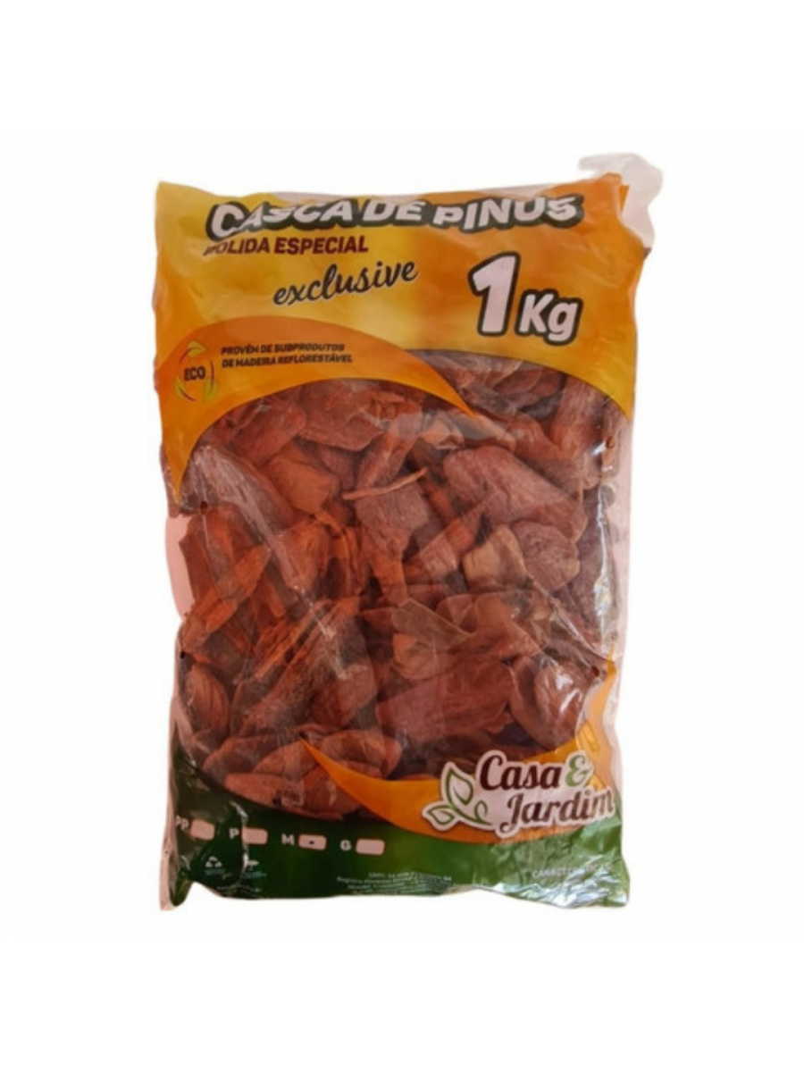 CASA & JARDIM - CASCA DE PINUS POLIDA 1KG